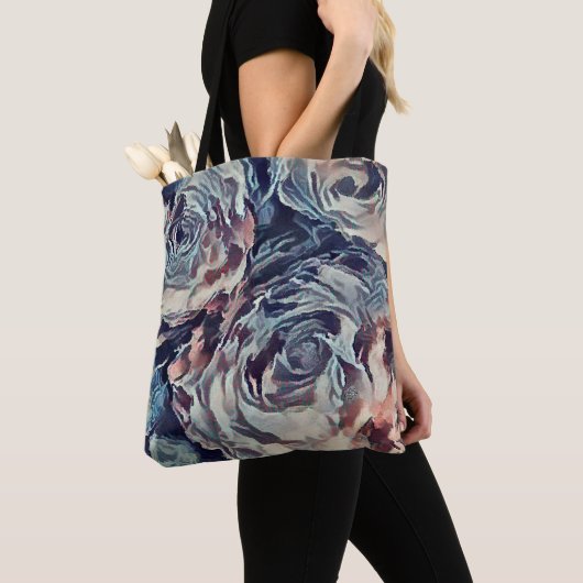 Abstracte kunstborstel gestructureerde rozen afdru tote bag (Dichtbij)