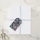 Abstracte kunstborstelgetextureerde rozen afdrukke cadeaulabel (Met Touw)