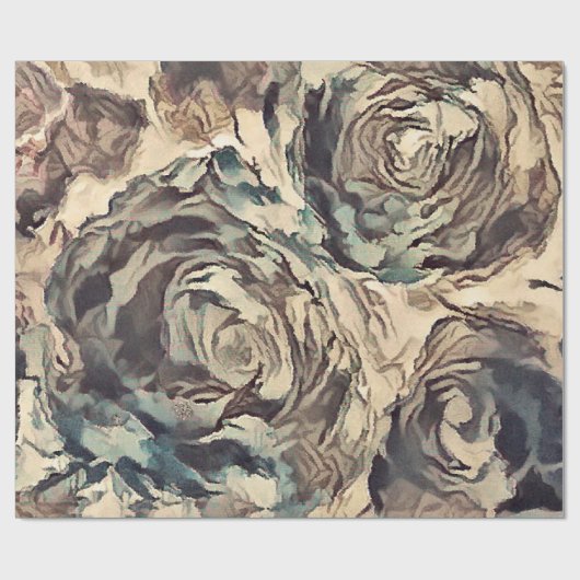 Abstracte kunstborstelgetextureerde rozen afdrukke cadeaupapier (Vlak)