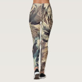 Abstracte kunstborstelgetextureerde rozen afdrukke leggings (Achterkant)