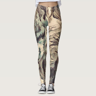 Abstracte kunstborstelgetextureerde rozen afdrukke leggings