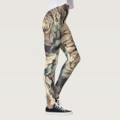 Abstracte kunstborstelgetextureerde rozen afdrukke leggings (Rechts)