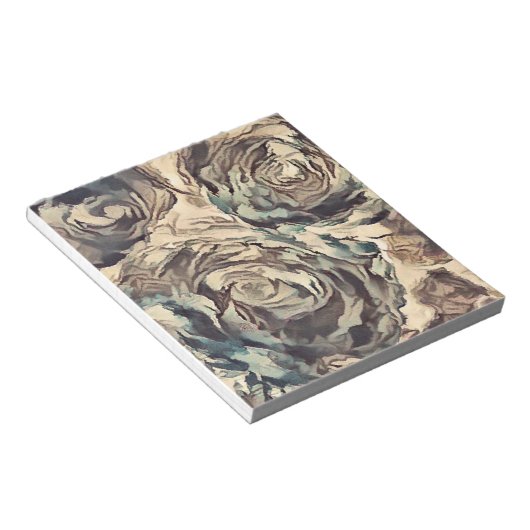 Abstracte kunstborstelgetextureerde rozen afdrukke notitieblok (Schuin)