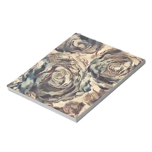 Abstracte kunstborstelgetextureerde rozen afdrukke notitieblok (Linkerzijde)