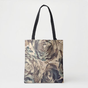 Abstracte kunstborstelgetextureerde rozen afdrukke tote bag