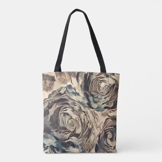 Abstracte kunstborstelgetextureerde rozen afdrukke tote bag (Achterkant)