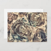 Abstracte kunstborstelgetextureerde rozen afdrukke uitnodiging briefkaart (Voorkant / Achterkant)