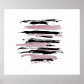 Abstracte kunstborstelroze en zwarte Posters (Voorkant)