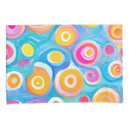 Abstracte Kunstcirkels Fel Kleuren Aangepaste Naam Kussensloop (Voorkant-Rechts)