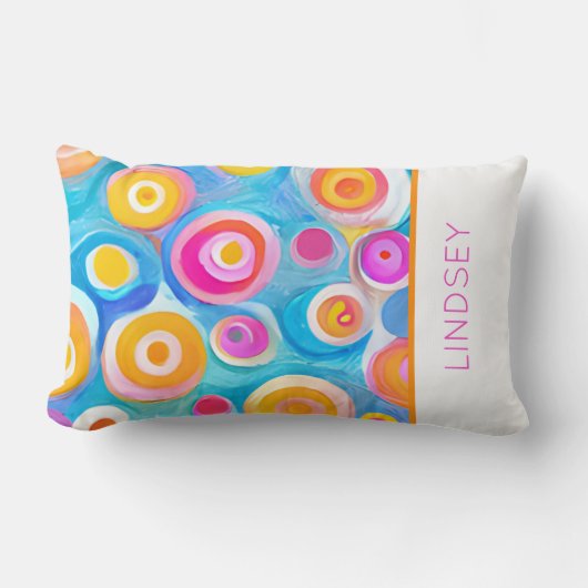 Abstracte kunstcirkels Heldere kleuren Modern NAME Kussen (Voorkant)