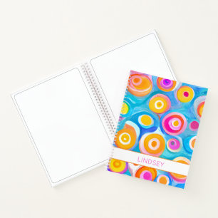 Abstracte kunstcirkels Heldere kleuren NAAM Leuke  Notitieboek