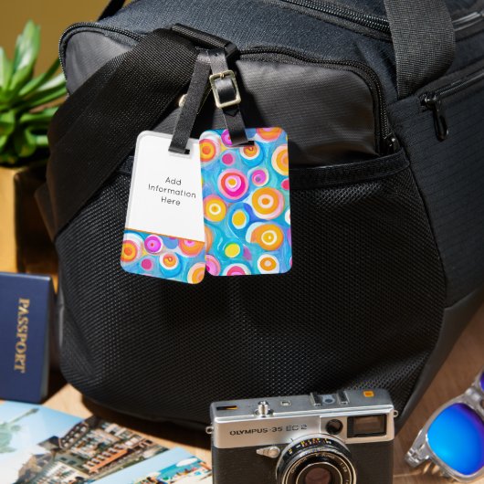 Abstracte kunstcirkels Heldere kleuren Reisinforma Bagagelabel (Voorkant /achterkant)