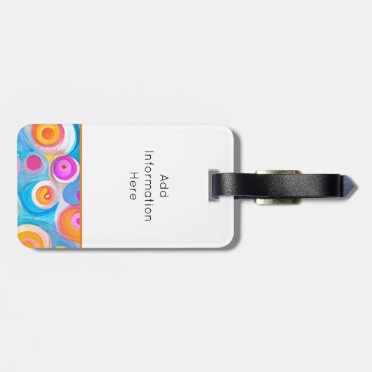 Abstracte kunstcirkels Heldere kleuren Reisinforma Bagagelabel (Achterkant horizontaal)