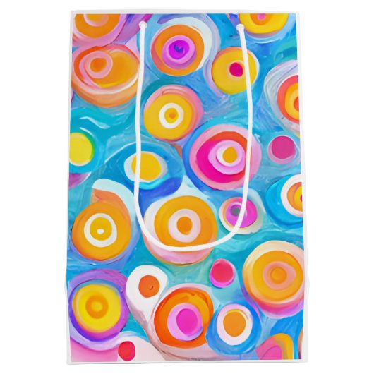 Abstracte kunstcirkels kleurrijk helder plezier medium cadeauzakje (Achterkant)