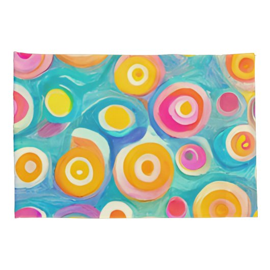 Abstracte kunstcirkels voor heldere kleuren, aange kussensloop (Achterkant-Rechts)