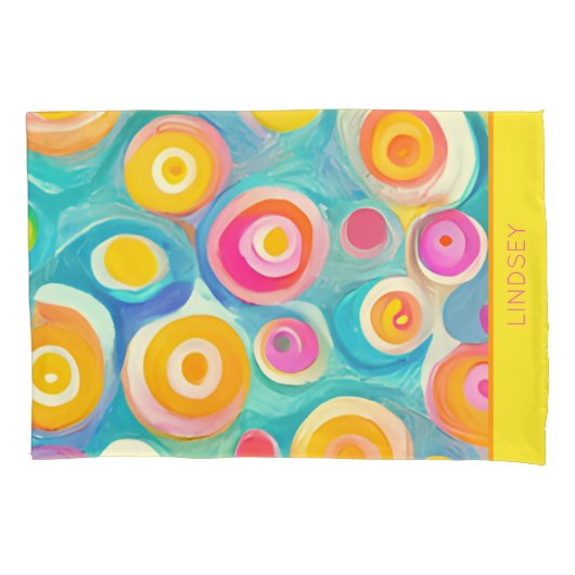 Abstracte kunstcirkels voor heldere kleuren, aange kussensloop (Voorkant-Links)