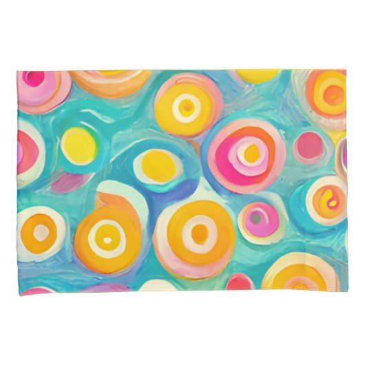 Abstracte kunstcirkels voor heldere kleuren, aange kussensloop (Voorkant-Rechts)