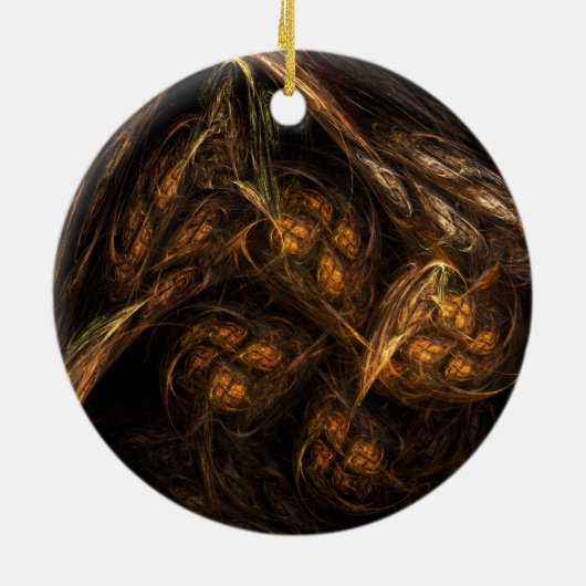 Abstracte kunstcirkelvormgeving moeder aarde keramisch ornament (Achterkant)