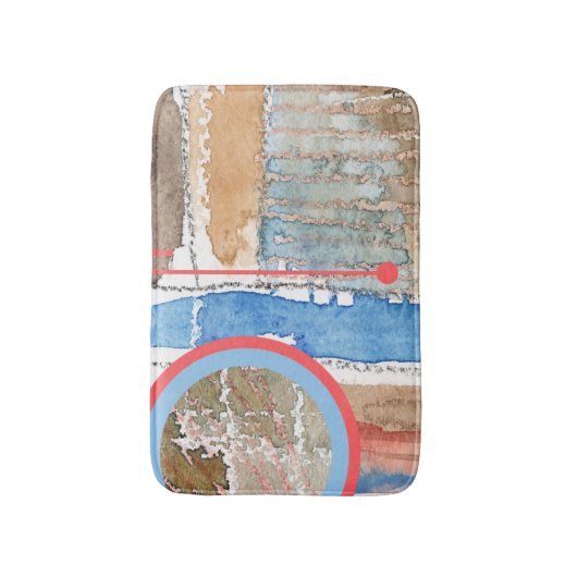 abstracte kunstcollage, gemengde media en waterver badmat (Voorkant Verticaal)