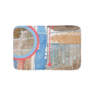 abstracte kunstcollage, gemengde media en waterver badmat