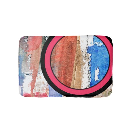 abstracte kunstcollage, gemengde media en waterver badmat (Voorkant)
