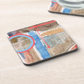 abstracte kunstcollage, gemengde media en waterver bier onderzetter (Linkerzijde)