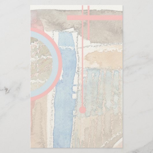 abstracte kunstcollage, gemengde media en waterver briefpapier (Voorkant)