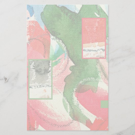 abstracte kunstcollage, gemengde media en waterver briefpapier (Voorkant)