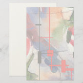 abstracte kunstcollage, gemengde media en waterver briefpapier (Voorkant / Achterkant)