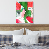 abstracte kunstcollage, gemengde media en waterver canvas afdruk (Insitu (Slaapkamer))