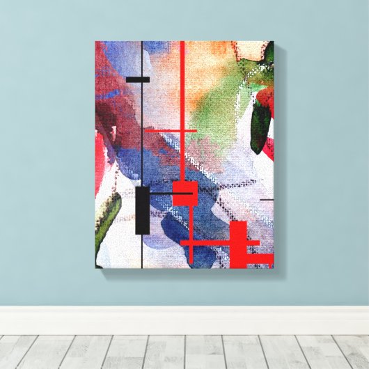 abstracte kunstcollage, gemengde media en waterver canvas afdruk (Insitu (Houten vloer))