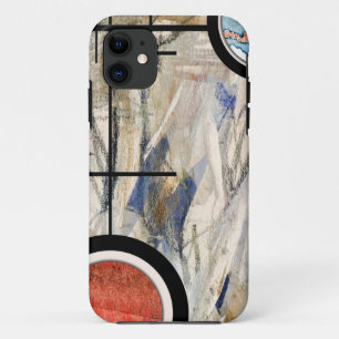 abstracte kunstcollage, gemengde media en waterver iPhone 11 hoesje