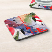 abstracte kunstcollage, gemengde media en waterver drankjes onderzetter (Linkerzijde)