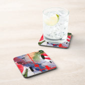 abstracte kunstcollage, gemengde media en waterver drankjes onderzetter (Rechterzijde)