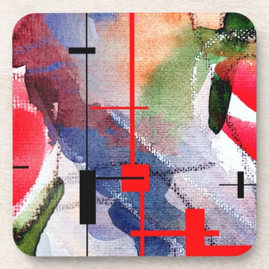 abstracte kunstcollage, gemengde media en waterver drankjes onderzetter (Voorkant)