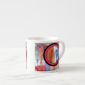 abstracte kunstcollage, gemengde media en waterver espresso kop (Voorkant rechts)