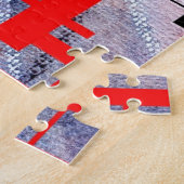 abstracte kunstcollage, gemengde media en waterver legpuzzel (Zijkant)