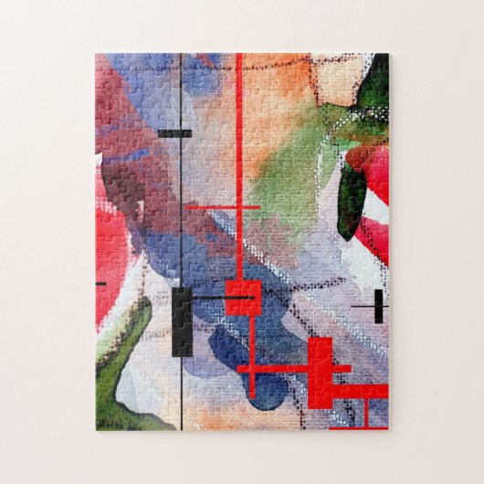 abstracte kunstcollage, gemengde media en waterver legpuzzel (Verticaal)