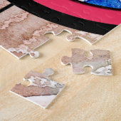 abstracte kunstcollage, gemengde media en waterver legpuzzel (Zijkant)