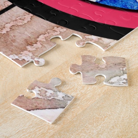 abstracte kunstcollage, gemengde media en waterver legpuzzel (Zijkant)