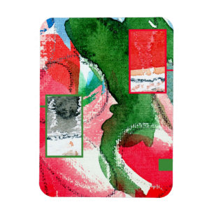 abstracte kunstcollage, gemengde media en waterver magneet
