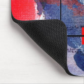 abstracte kunstcollage, gemengde media en waterver muismat (Hoek)
