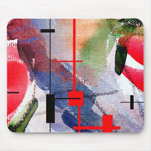 abstracte kunstcollage, gemengde media en waterver muismat (Voorkant)