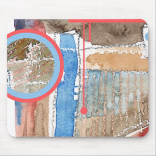 abstracte kunstcollage, gemengde media en waterver muismat