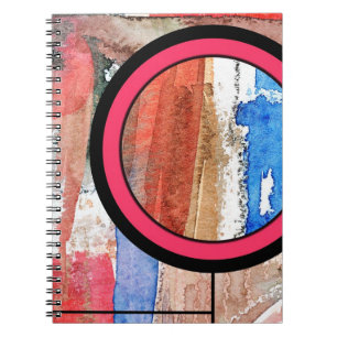 abstracte kunstcollage, gemengde media en waterver notitieboek