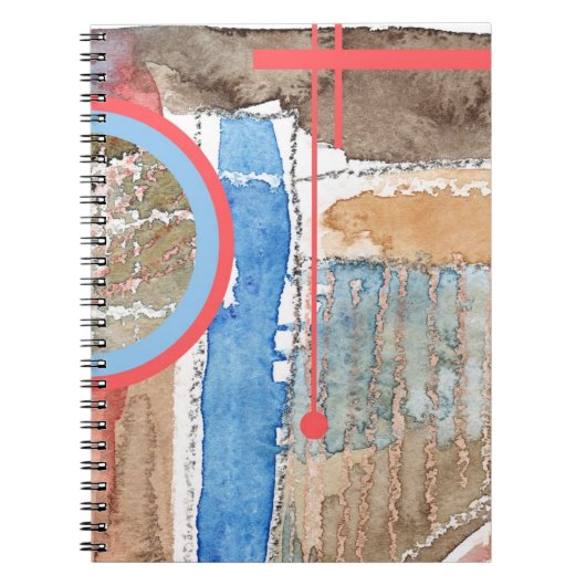 abstracte kunstcollage, gemengde media en waterver notitieboek (Voorkant)