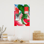 abstracte kunstcollage, gemengde media en waterver poster (Keuken)