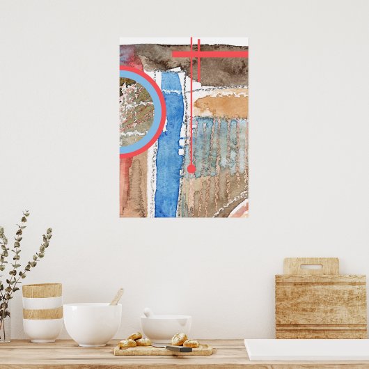 abstracte kunstcollage, gemengde media en waterver poster (Keuken)