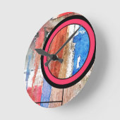 abstracte kunstcollage, gemengde media en waterver ronde klok (Hoek)