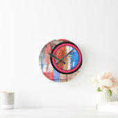 abstracte kunstcollage, gemengde media en waterver ronde klok (Huis)